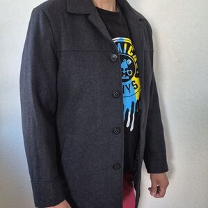 Black Rivet Wool Blend Men's Coat